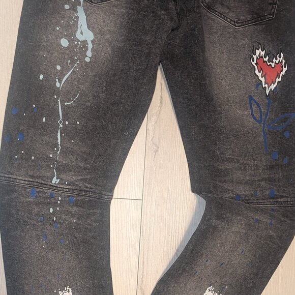 NWT Vintage RUE 21 Skinny Arc Supreme Flex Graphic Jeans Mens 32 x 34 - Picture 2 of 8